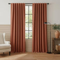 RYB HOME 100% Blackout Linen Textured Curtains 96 Inch for Dining Room