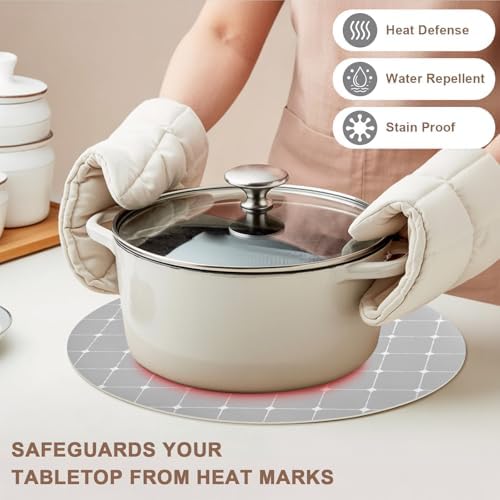 Minimalist Polka Dot Faux Leather Placemats Set of 6, 15in, Waterproof