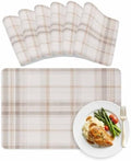 Vintage Tartan Rustic Minimalist Leather Placemats Set of 6,12x18