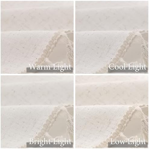 Light Beige Boho Linen Blend Curtains 96 Inches Long 2 Panels Textured