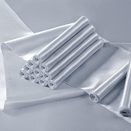 Manyshofu Grey Satin Table Runner 12x72 - 4 Pieces