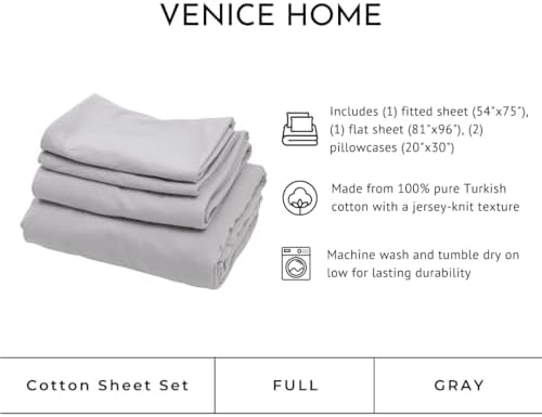100% Cotton Bed Sheet Set with Deep Pocket - T-Shirt Fabric Jersey