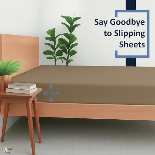 1 Piece Queen Fitted Sheet, Soft Brushed Microfiber, Taupe