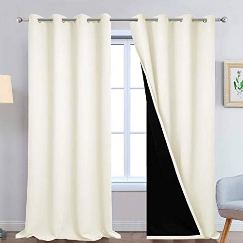 Yakamok Cream 100% Blackout Curtains 108 Inches Long for Bedroom 52"