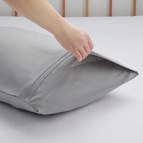 Nestl Light Grey Pillow Cases Queen Size Set of 2, Soft Queen Pillow