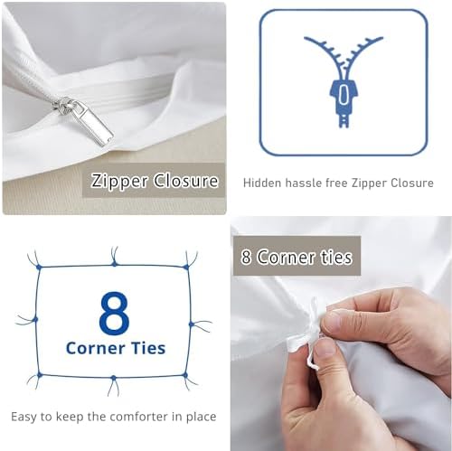 Super Queen 3-Piece Cotton Duvet Cover Set, 90x98, Ivory