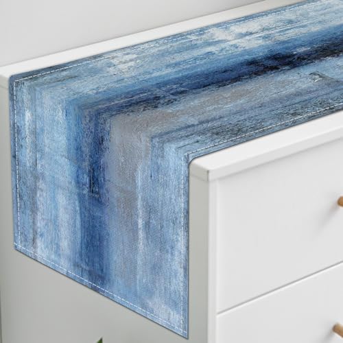 Blue Grey Table Runners Modern Art Farmhouse Linen Table Runners