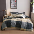 VM VOUGEMARKET Full Comforter Set,3 Pieces Black Gray Plaid Bedding