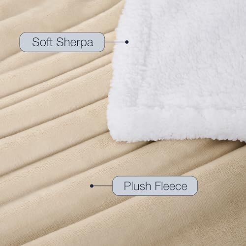Casual Living Cal King Sherpa Blanket, Reversible Fleece, 108" x 90"