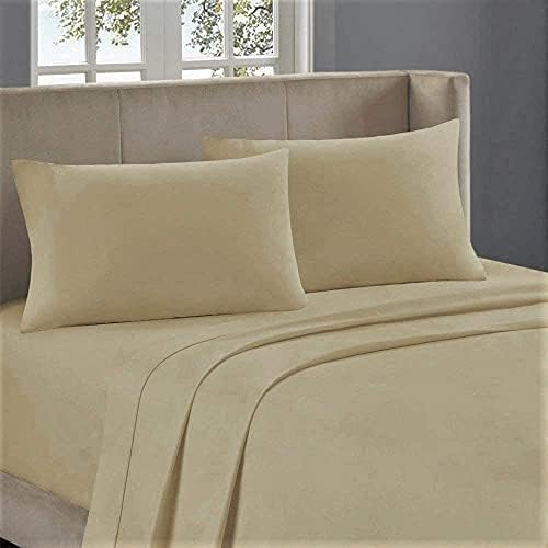 3 Piece Set - 1 Fitted Sheet and 2 Pillowcases Twin XL Size Taupe