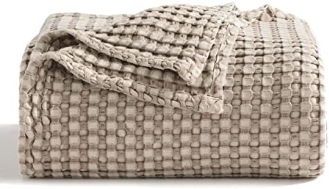Bedsure Cooling Cotton Waffle Blanket Bundle Cooling Sheets King