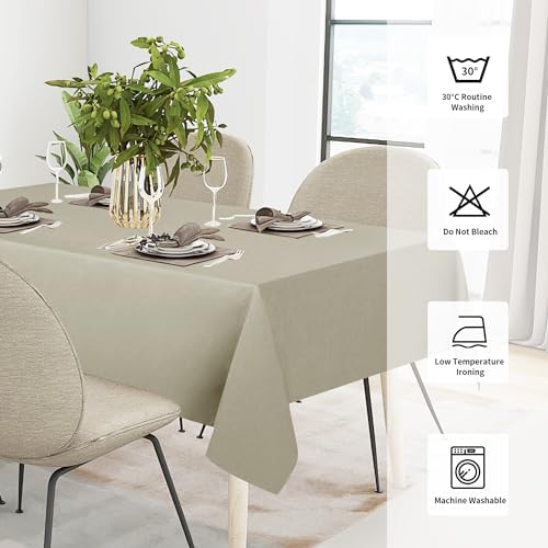 Easy-Going Waterproof Faux Linen Tablecloth, Rectangle, 52x70in, Linen