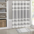 Madison Park Shower Curtain & Bath Rug Set – Grey Waffle Weave 70x70