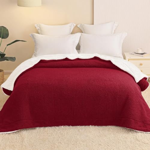 Exclusivo Mezcla Reversible Sherpa Fleece Blanket King Size, 90x104