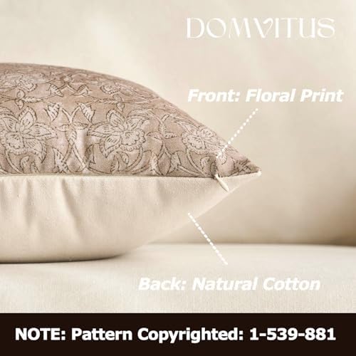 DOMVITUS Floral Pillow Covers 20x20 Throw Pillow Covers Block Print
