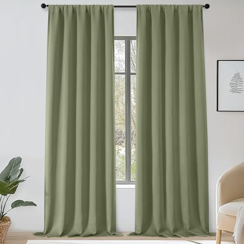 OWENIE Sage Green Blackout Curtains for Bedroom 108 Inch Extra Long 2