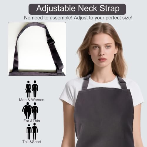 Kitchen Bib Chef Apron for Women Men with Pockets