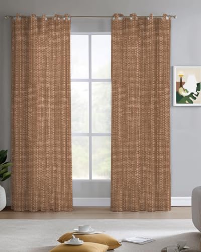 Dark Brown Sheer Curtains for Living Room 96 inch Length 2 Panels Set