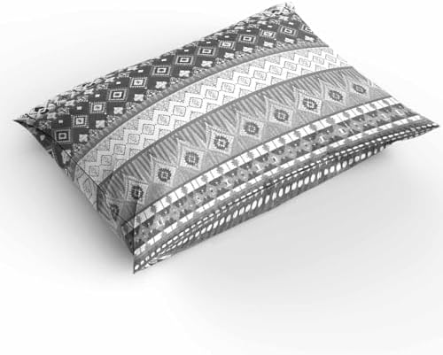 Duvet Cover Set Full, Tribal Gray Geometric Bohemian 3 Piece Bedding