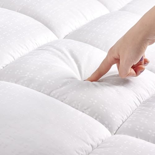 SLEEP ZONE Queen Cotton Mattress Topper, Ultra Fluffy Soft Mattress