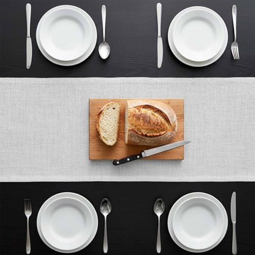 Farmhouse Light Gray Flax Table Runner 90 Inches Long,Kitchen Dining