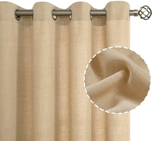LAMIT Natural Tan Linen Curtains 95 Inches Long for Living Room 2