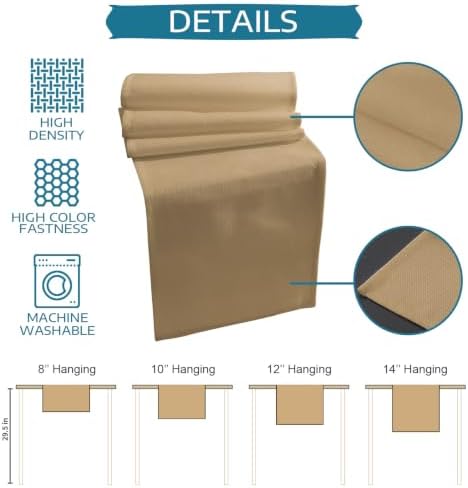 Beige Table Runner and Placemats Set of 6 Solid Color Beige Minimalist