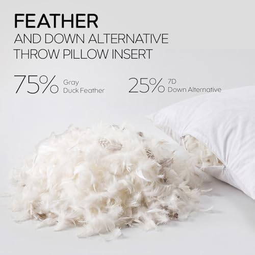 Feather Throw Pillow Inserts Set of 4, Soft Fluffy Square