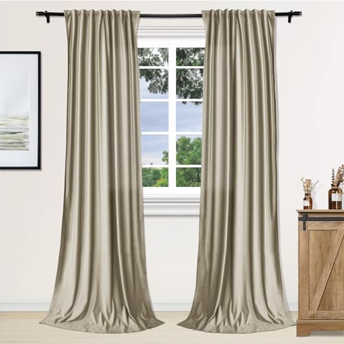 Fcosie Velvet Window Curtain Panels with Rod Pocket & Back Tab Top