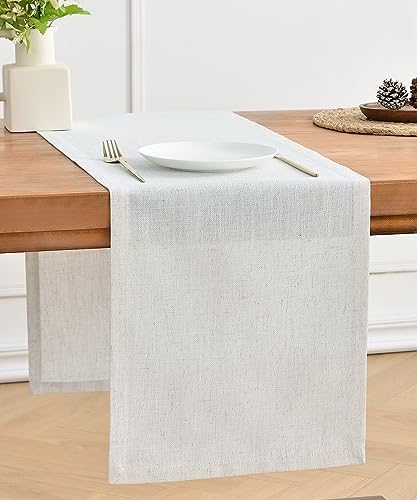 Wracra Linen Table Runner, Burlap Cream Table Runners 36 Inches Long