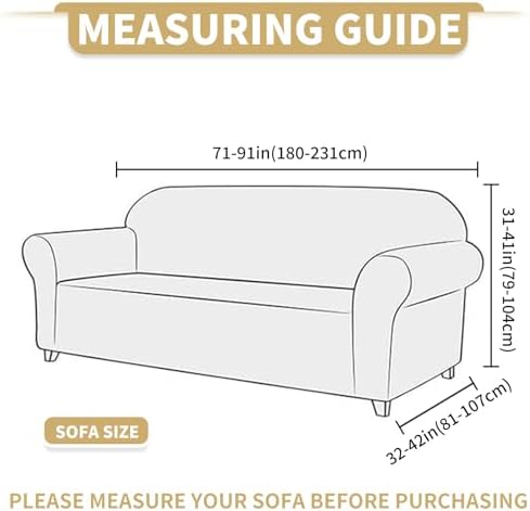 JIVINER 1 Piece Couch Cover for 3 Cushion Couch, High Stretch Sofa