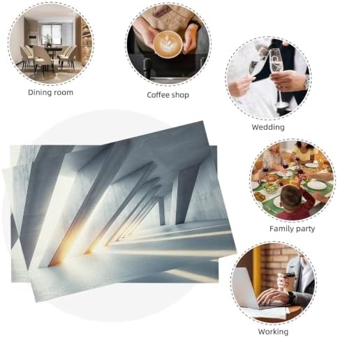 Place Mats for Table 8 | 30 x 45 cm, Gray Buildings Cotton Linen Table