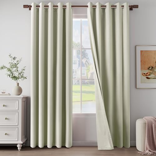 Light Weight Curtains 100% Blackout Linen Textured Curtains 84 Inch