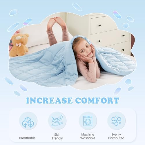 Weighted Blanket - 10 lbs Lightblue Heavy Blanket - Small Size