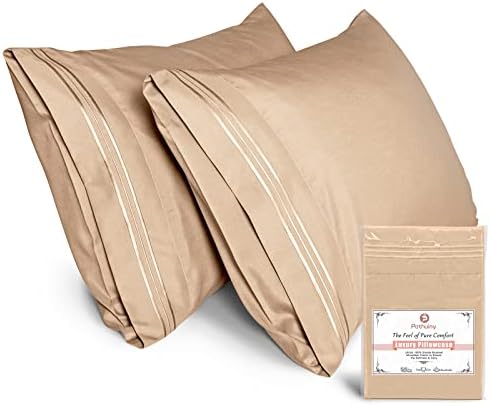 P Pothuiny 100% Microfiber Pillow Cases - Super Soft Beige Pillow