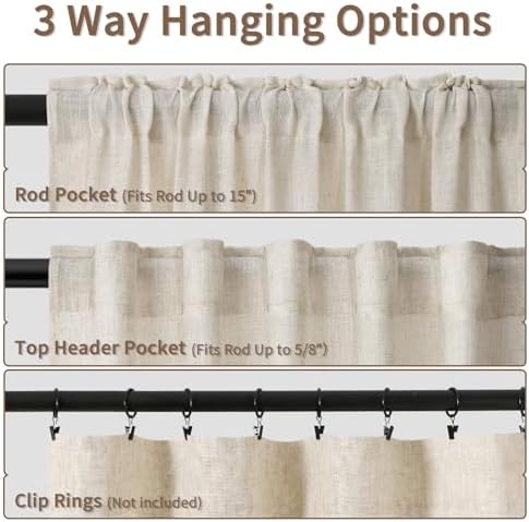 Guken Light Beige 192 Inch Linen Extra Long Curtains for High Living