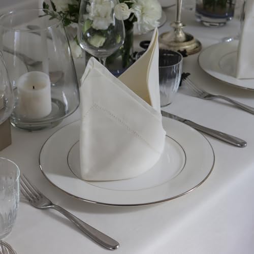 Huddleson Ivory Linen 90” Round Tablecloth Luxury Italian Linen