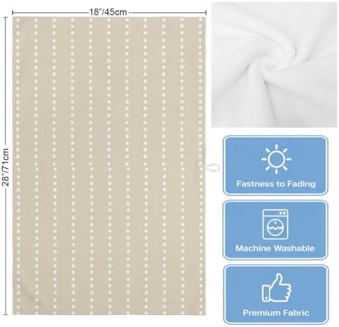 Beige Retro Kitchen Towels Set of 3, Water Absorbent Dish Towel