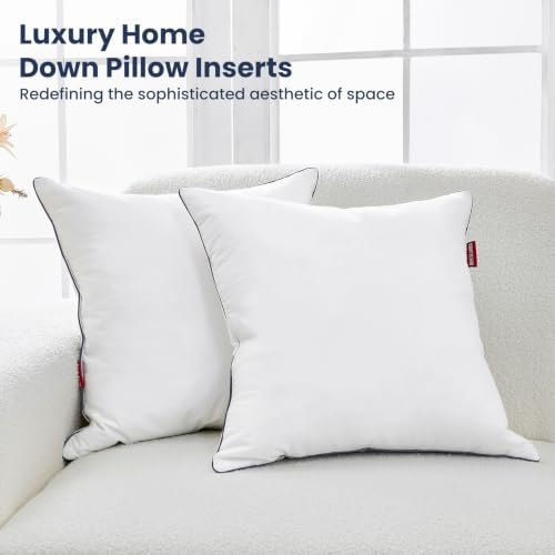 Down Pillow Inserts 20x20, Set of 2, 100% Goose Down Feather Throw