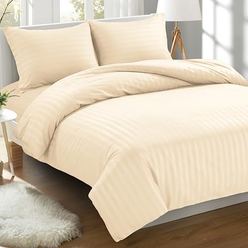 Elegant Comfort Softest, Coziest 3-Piece Damask Stripe Duvet Cover Set