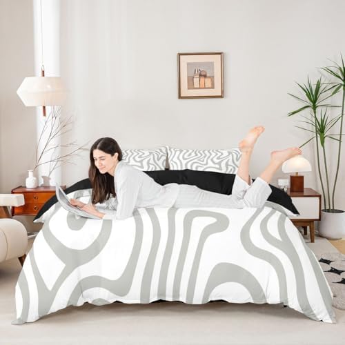 Erosebridal Geometric Stripes Comforter Cover Queen Size Abstract