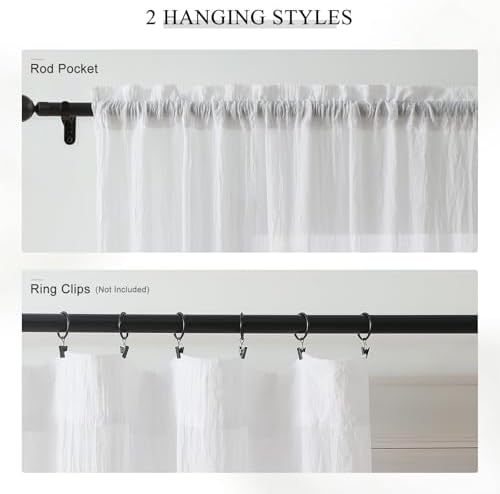 Melodieux White Sheer Curtains 108 Inches Long for Living Room Patio