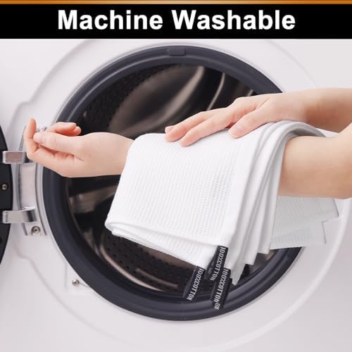 Homaxy 100% Cotton Waffle Weave Dish Cloths, 6 Pack, White