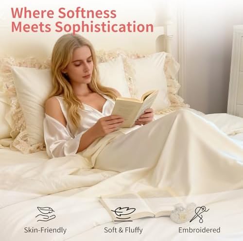 French Chic Bedding Set 4-Piece - Romantic Lace Trim Washed Cotton