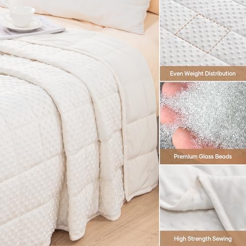 Wemore Weighted Blanket for Adults 15 lbs Queen Size 60"x80" White