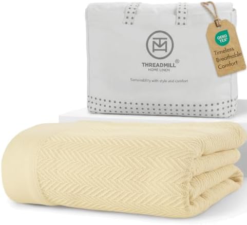 Threadmill Vanilla Cream 100% Combed Cotton King Size Blanket