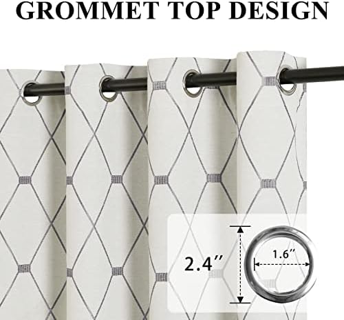 Joywell Off White Linen Curtains 108 Inches Long for Living Room Grey