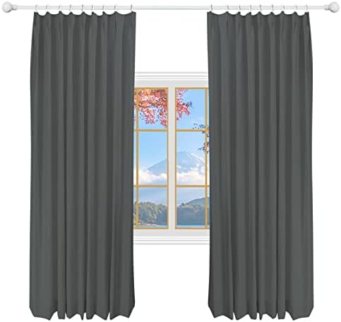 2 Panels Pinch Pleat Linen Curtains 108 Inches Long for Living Room