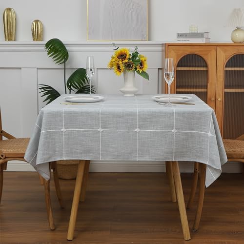 Gernaice Plaid Square Tablecloth Checkered Table Cloth 70" x 70" Grey