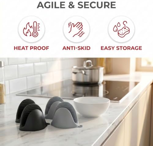 Silicone Kitchen Oven Mitts Set, Mini Finger Protector Cooking Pinch